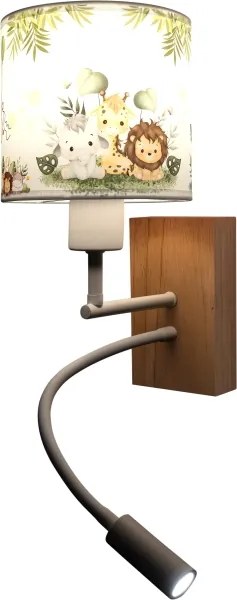 Brilagi - LED Flex. lampă BOBO WOOD 1xE27/25W/230V + LED/3W stejar/alb/verde/junglă