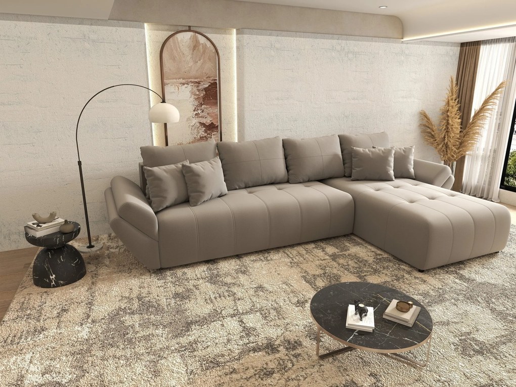 Colțar extensibil dumonde cu ladă de depozitare si sezut confortabil din spuma high-density, Berlin XL Royal Gri 350x185 cm II