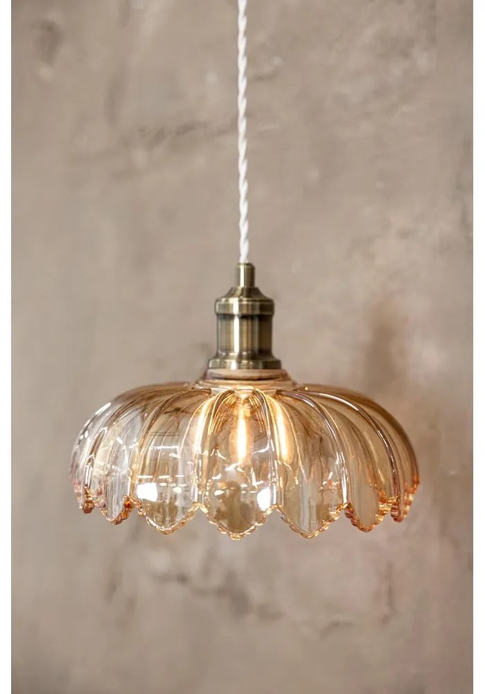 Lustră alămie/chihlimbar cu abajur din sticlă ø 25,5 cm Kurage – Markslöjd