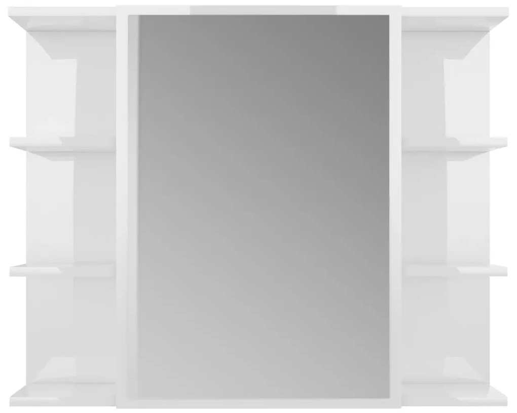 Dulap de baie cu oglinda, alb extralucios, 80x20,5x64 cm, PAL Alb foarte lucios