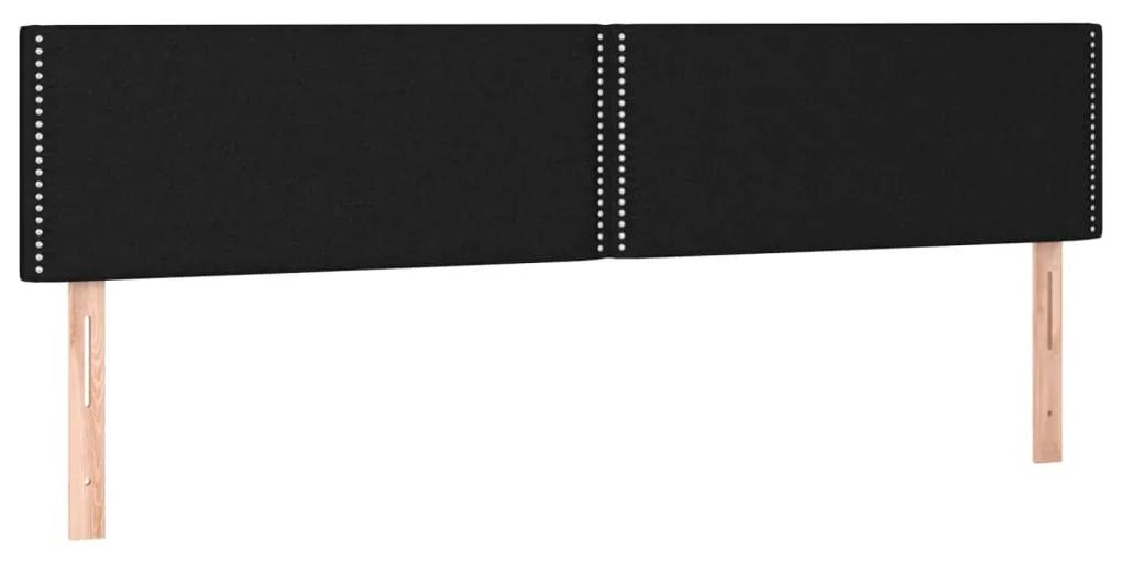 Pat box spring cu saltea, negru, 180x200 cm, catifea Negru, 180 x 200 cm, Culoare unica si cuie de tapiterie