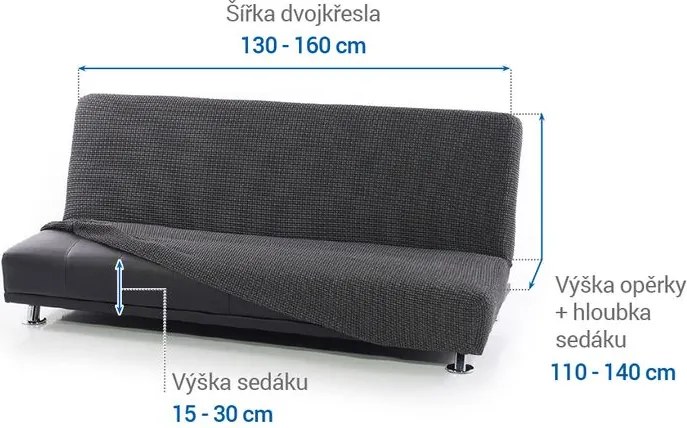 Nueva Textura Huse care se întind foarte bine NIAGARA antracit 2fotoliu cu manere de lemn (l. 130 - 160 cm)