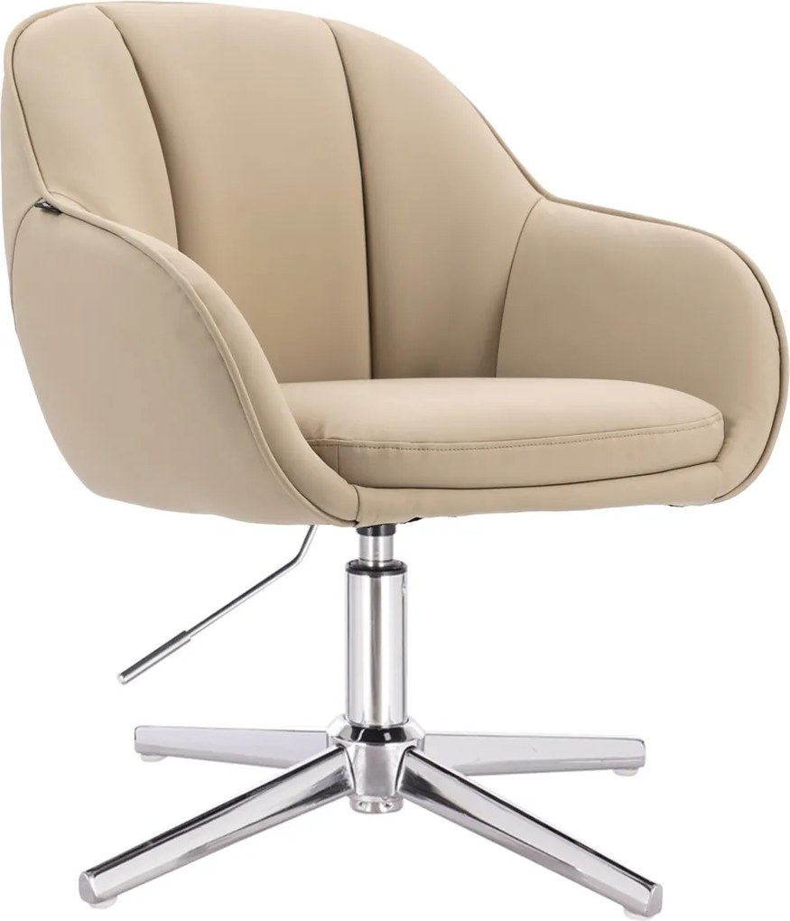 HR2055CROSS Scaun Crem din Piele Ecologica cu Bază Cromata