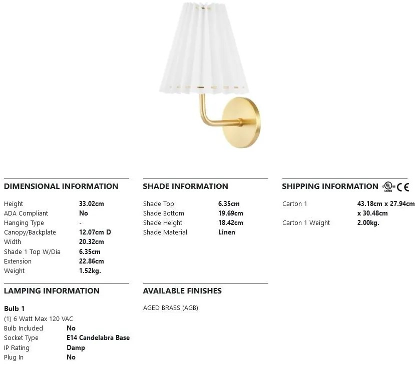Aplica de perete design modern DEMI small, alama antichizata