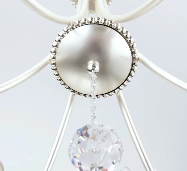 Candelabru 6 brate stil clasic cu cristale Swarovski Giada argintiu mat