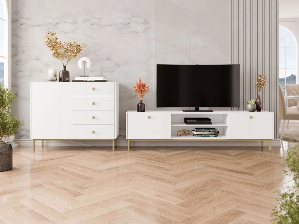 Set mobilier living Probazzo I (Alb + auriu) . 1105970