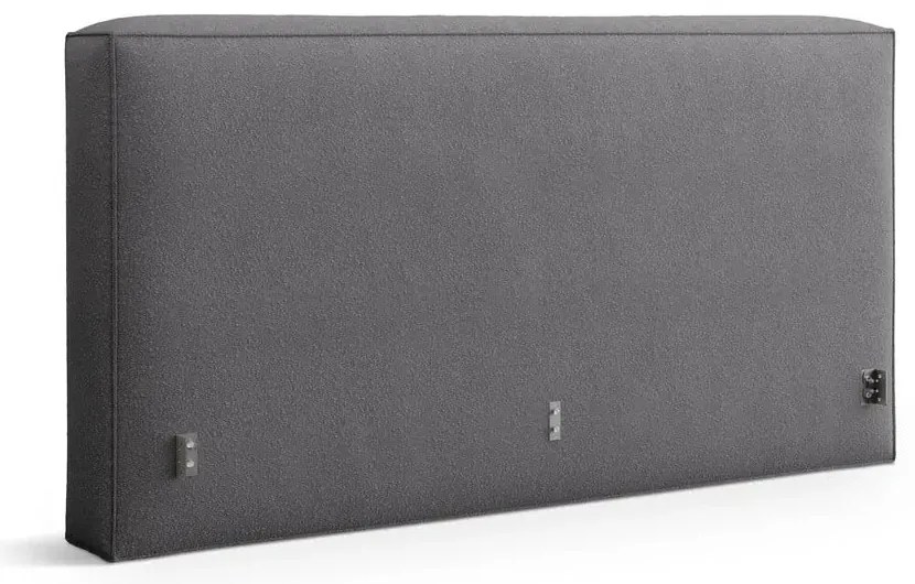 Pat matrimonial gri închis tapițat cu spațiu de depozitare cu somieră 200x200 cm Simon Olivia – Micadoni