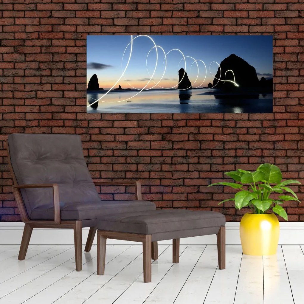 Tabloul - plaja în apus de soare (120x50 cm)
