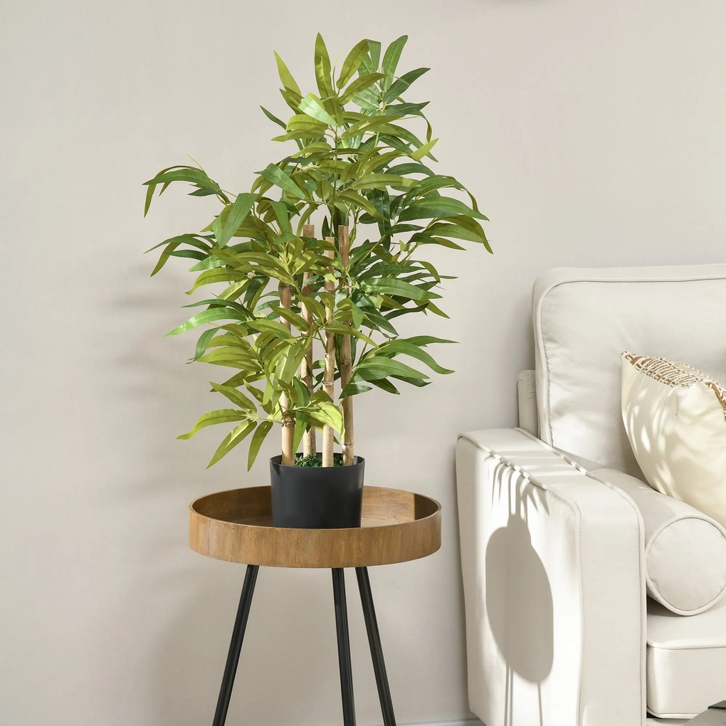 HOMCOM Bambus artificial plante artificiale înălțime 60 cm - trunchi ramuri mușchi frunze mare realism ghiveci inclus | Aosom Romania