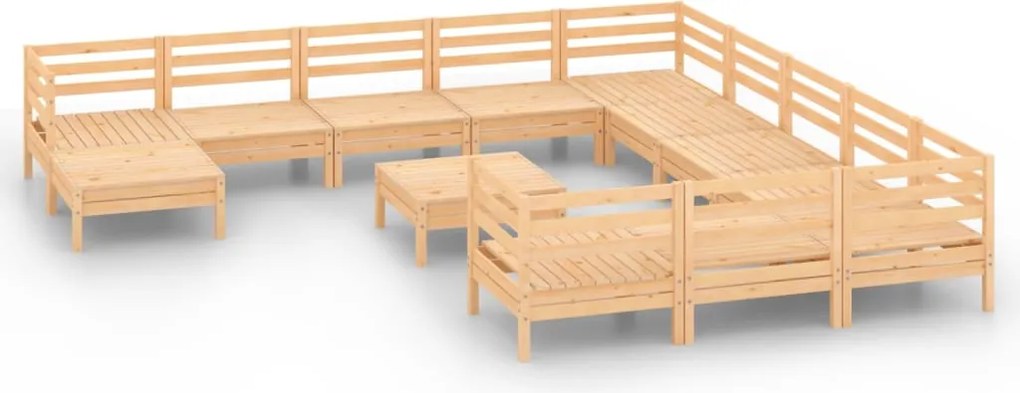 vidaXL Set mobilier de grădină, 13 piese, lemn masiv de pin