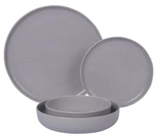 Set de veselă, 24 piese, gri/porțelan