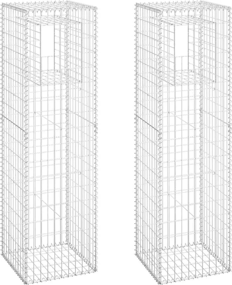 vidaXL Stâlpi tip coș gabion, 2 buc., 50x50x180 cm, fier