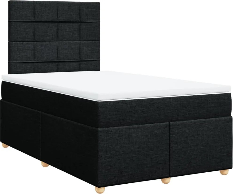 vidaXL Pat box spring cu saltea, negru, 120x190 cm, catifea