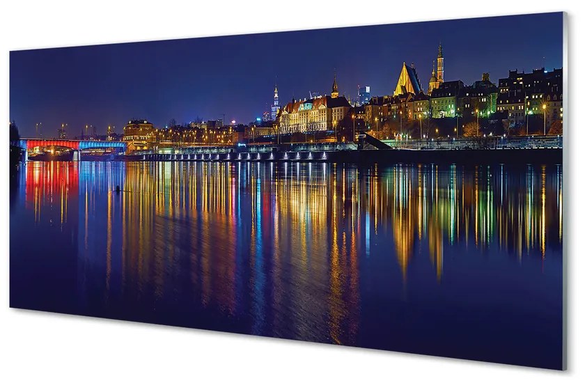 Tablouri acrilice pod Varșovia oraș noapte River