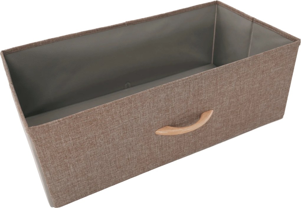 Comodă cu sertare din material textil, negru/bej/maro deschis/maro închis, HAZEL TYP 2