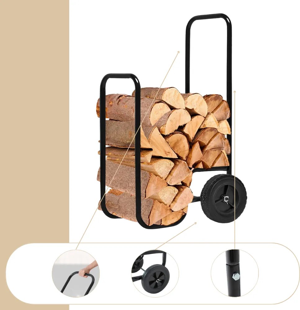 Gardebruk Cărucior pentru lemne de foc AUREL, 56x45x105cm, negru