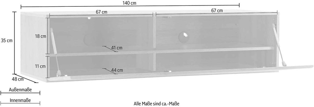 Comoda TV suspendata ~Jamaica~ culoare maro, cu aspect de lemn modern, 140 cm lățime