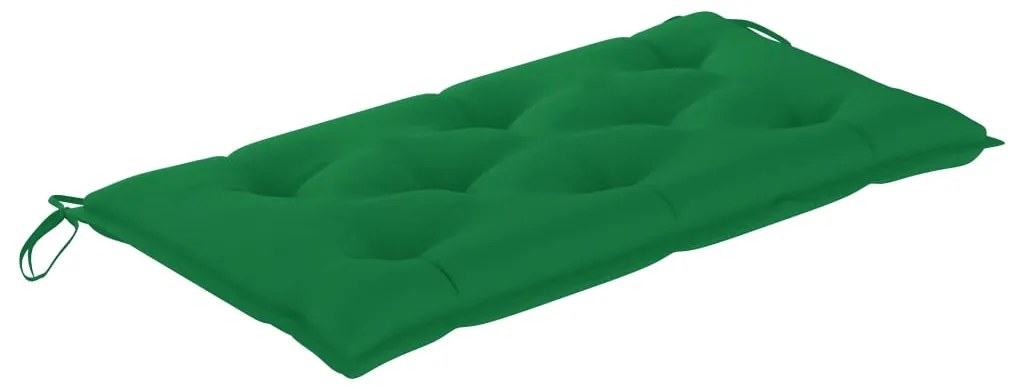 Banca de gradina, cu perna verde, 112 cm, lemn masiv de tec 1, Verde, Verde, 1