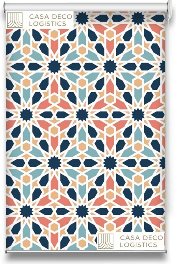 Roletă textilă Royal 5008 multicoloră cu model geometric mozaic