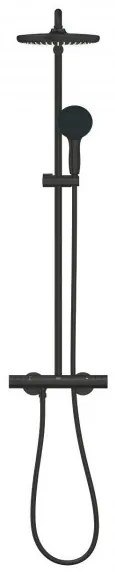 Coloana de dus cu termostat, Grohe Tempesta System 250, cu 2 tipuri de jet, negru mat, 266702431