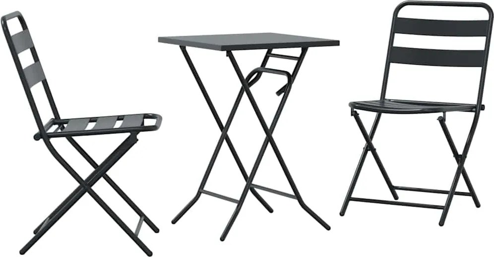 vidaXL Set Bistro de Grădină 3 pcs Antracit Oțel
