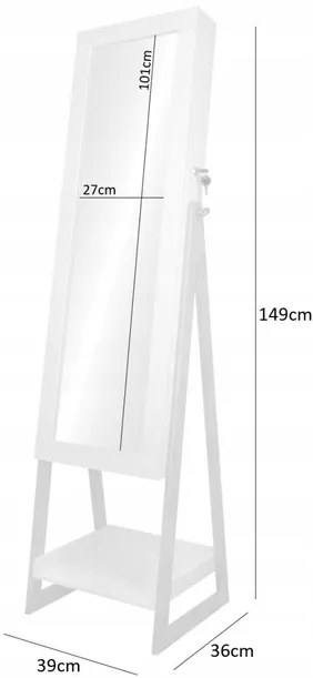 Oglinda cu cutie de bijuterii 151cm White Pure