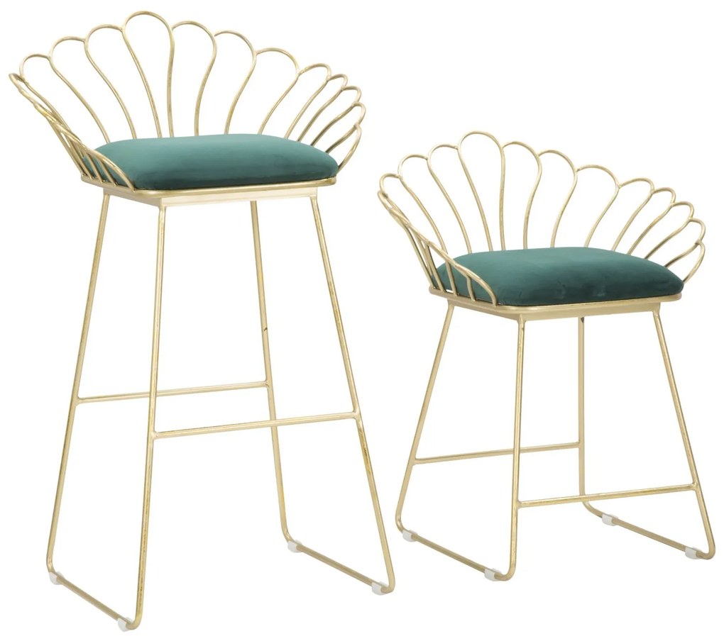 Set 2 scaune de bar GLAM FLOWER  (cm) 57X52X94-56X48X72,50