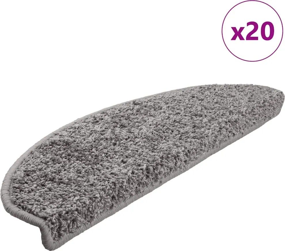 vidaXL Covorașe pentru scări, 20 buc., 65x21x4 cm, gri, semirotunde, mari