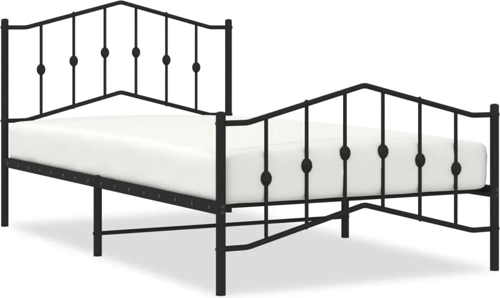 vidaXL Cadru pat metalic cu tăblii de cap/picioare, negru, 107x203 cm