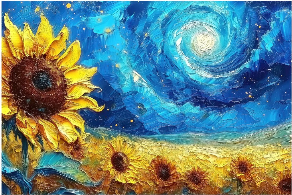 Tablou - Pictura floarea-soarelui (90x60 cm)