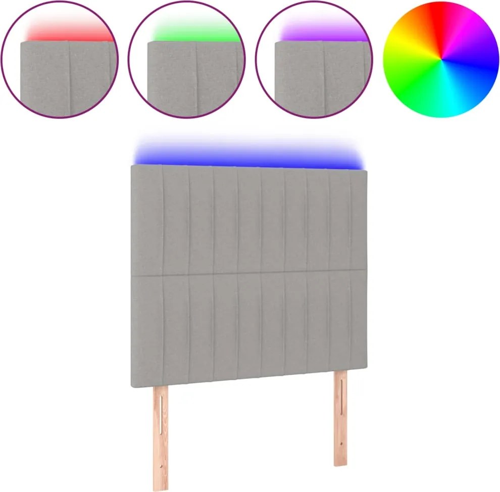vidaXL Tăblie de pat cu LED, gri deschis, 100x5x118/128 cm, textil