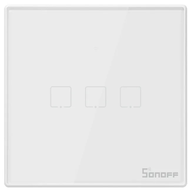 Intrerupator triplu cu touch Sonoff T2EU3C, Wi-Fi + RF, Control de pe telefonul mobil