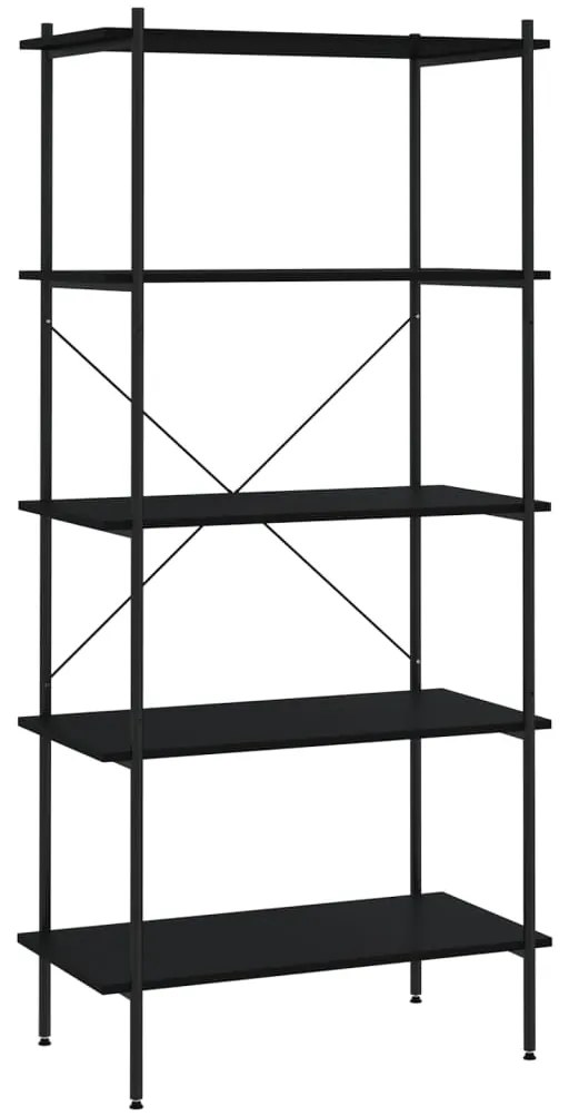 336347 vidaXL Unitate cu rafturi pe 5 niveluri, negru, 80x40x163 cm
