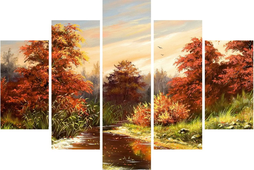 Tablou - Râu în peisaj de toamnă (150x105 cm)