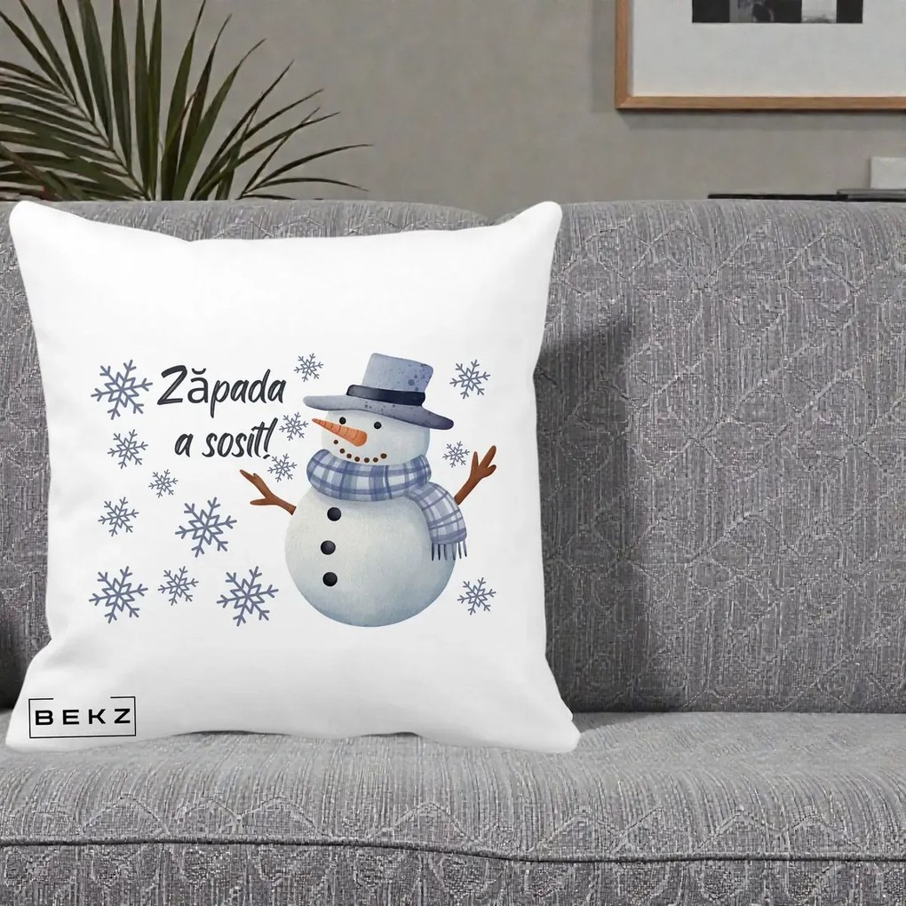 Perna Decorativa Zapada a Sosit Om de Zapada, 40x40 cm, Alba Mata, Husa Detasabila, Perna Inclusa, BEKZ®