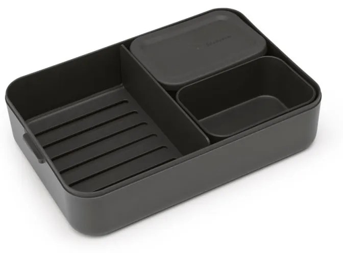 Cutie pentru alimente Brabantia Make&Take 1006290, 2 L, Cu separatoare, Inchidere etansa, Fara BPA, Gri inchis