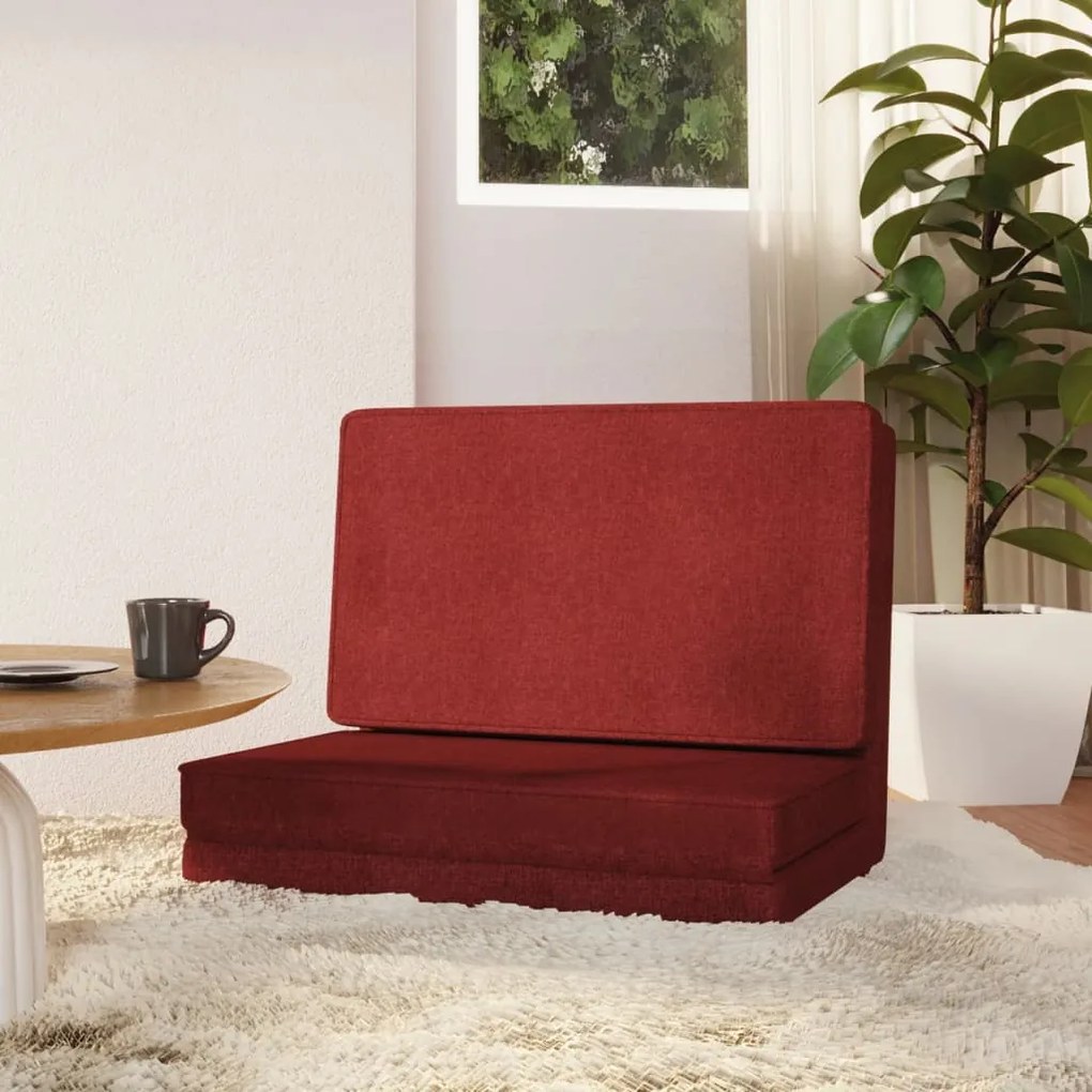 336557 vidaXL Scaun de podea pliabil, roșu vin, material textil