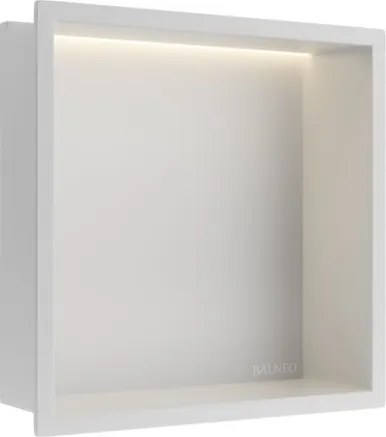 Raft incastrat patrat Balneo Wall-Box One LED cu rama 30x30x10 cm alb mat