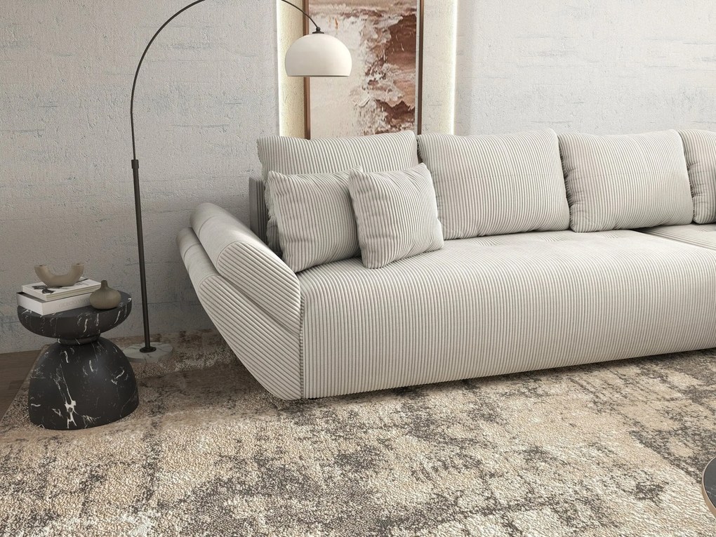 Colțar extensibil dumonde cu ladă de depozitare si sezut confortabil din spuma high-density, Berlin XL Zoom Crem 350x185 cm II