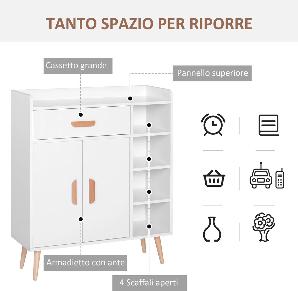 HOMCOM Mobilier Multifuncțional Compact pentru Hol, 80x29.5x96cm, Design Modern, Alb | Aosom Romania