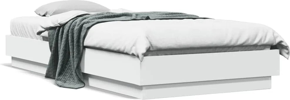 vidaXL Cadru de pat, alb, 90x200 cm, lemn prelucrat