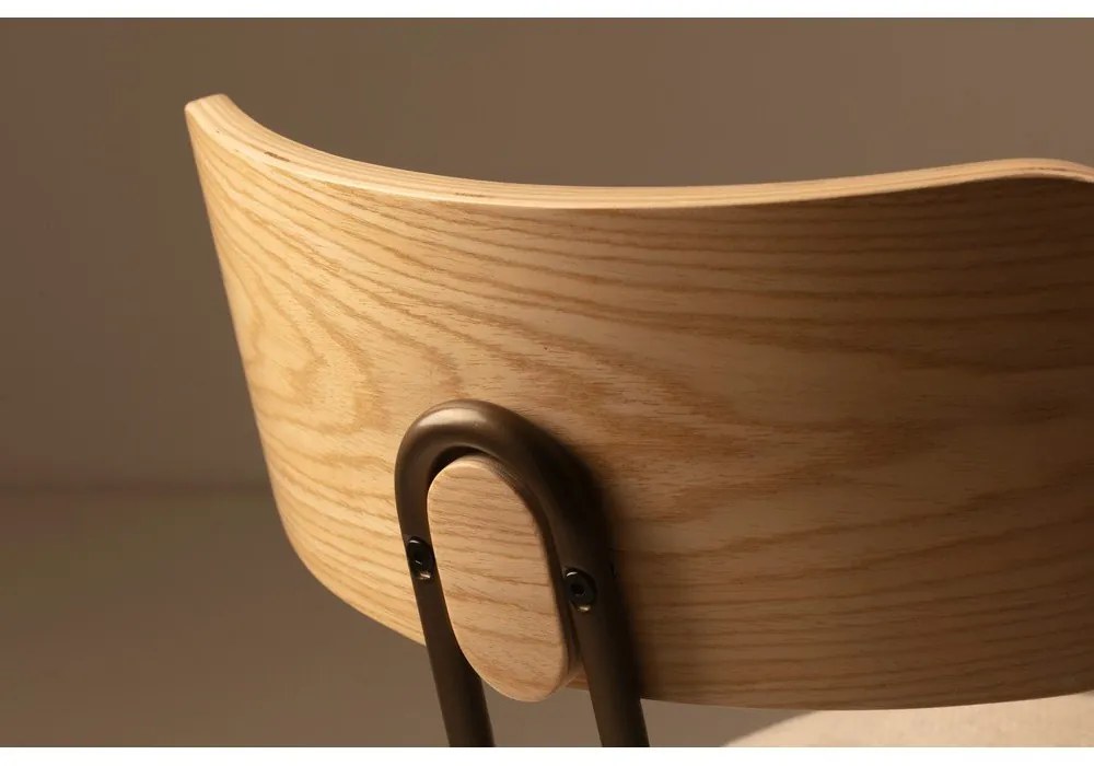 Scaun de dining bej/în culoare naturală tapițat Olimpia – MOME