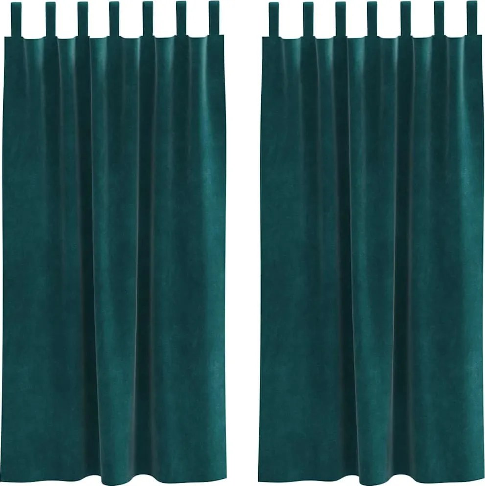 vidaXL Perdele opace 2 pcs Verde închis 140 x 175 cm Catifea