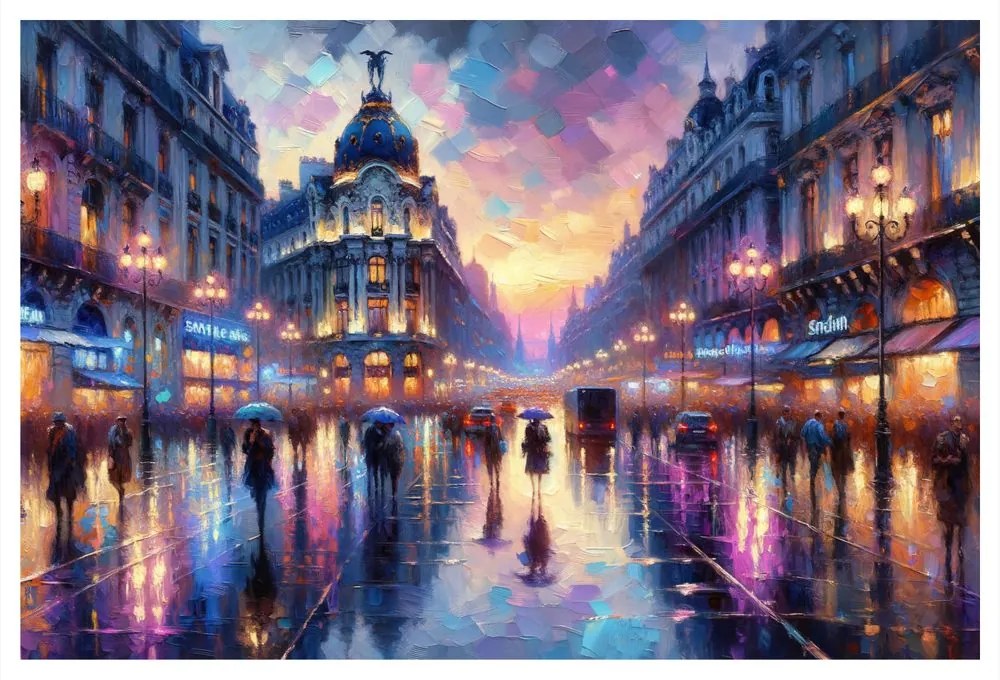 Tablou vedere picturală spre Parisul de seară