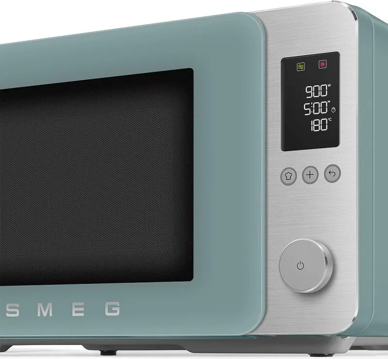 Cuptor cu microunde combinat cu aer cald SMEG Collezione MOC02EGMEU, 900 W, 27 l, 25 de programe, închidere lină, setări personalizate, verde
