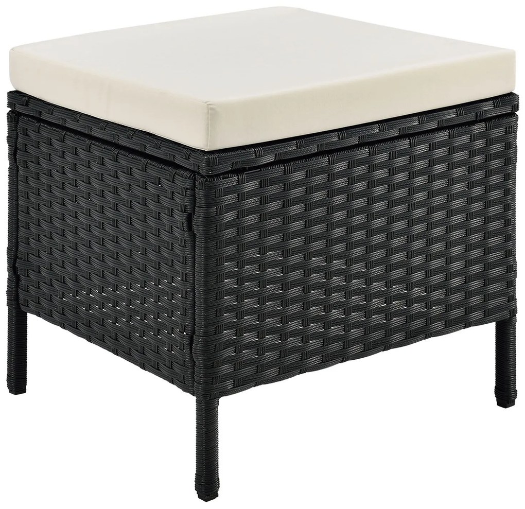 Jusky Set ratan de gradina Manacor - perne negre, albe