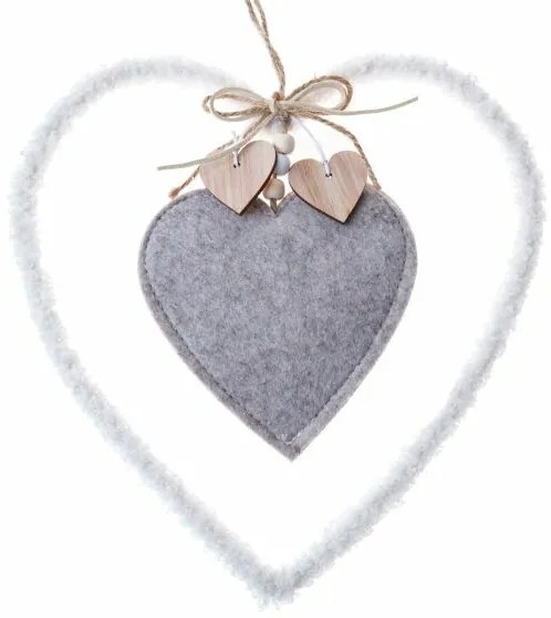 Inimă suspendată din textil 22,5 cm, fleece