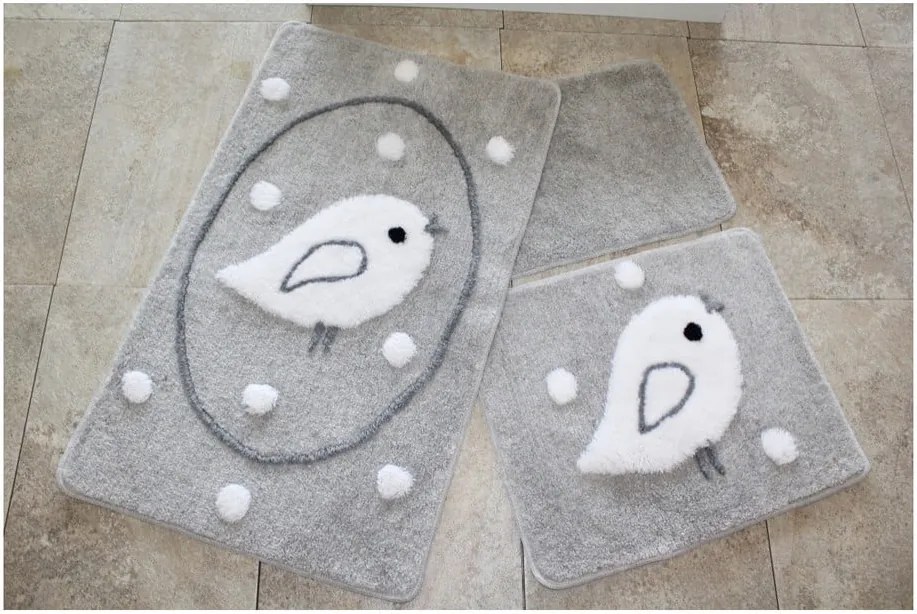 Set 3 covorașe de baie Confetti Bathmats Birdie