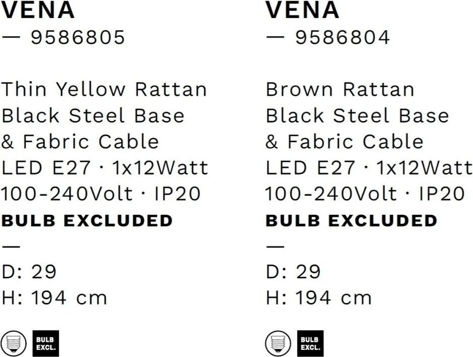 Lustra suspendata stil natural ratan galben VENA