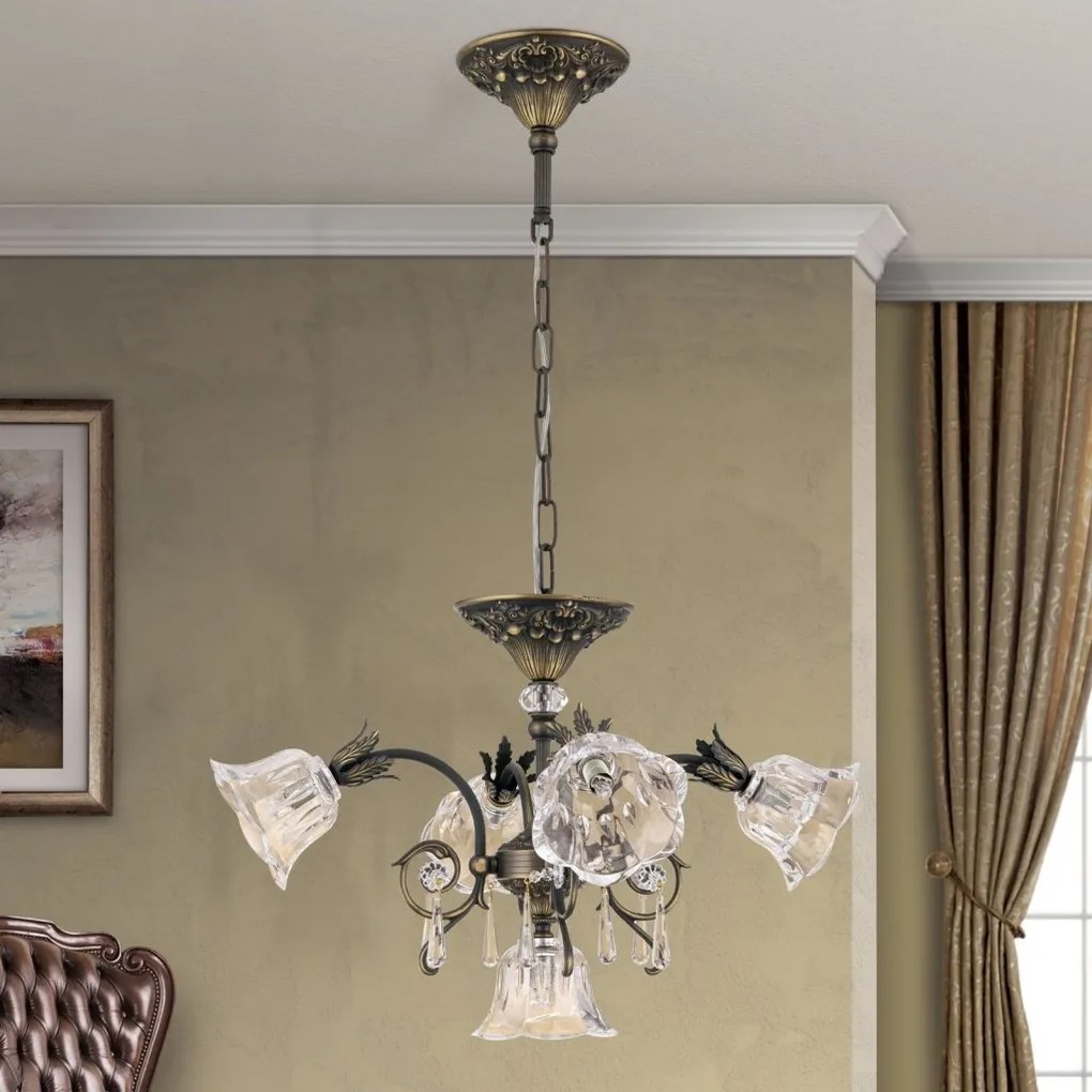 Candelabru cristal design lux LA BOHEME D-60cm 5L old patina